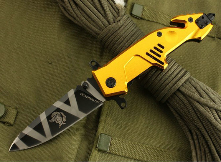 OEM EXTREMA RATIO MF3 GOLDEN FOLDING BLADE KNIFE  CAMPING KNIFE UDTEK00153